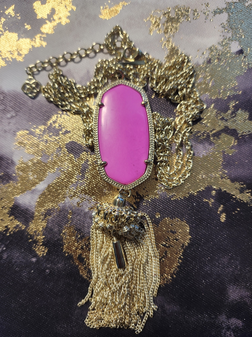 Kendra Scott Gold Tassel Necklace with Pink Pendant - Picture 13 of 16